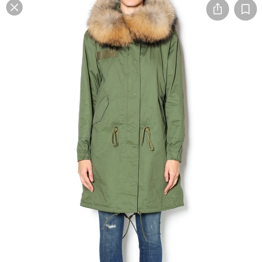 Peri Luxe Green Coat with fur hood
